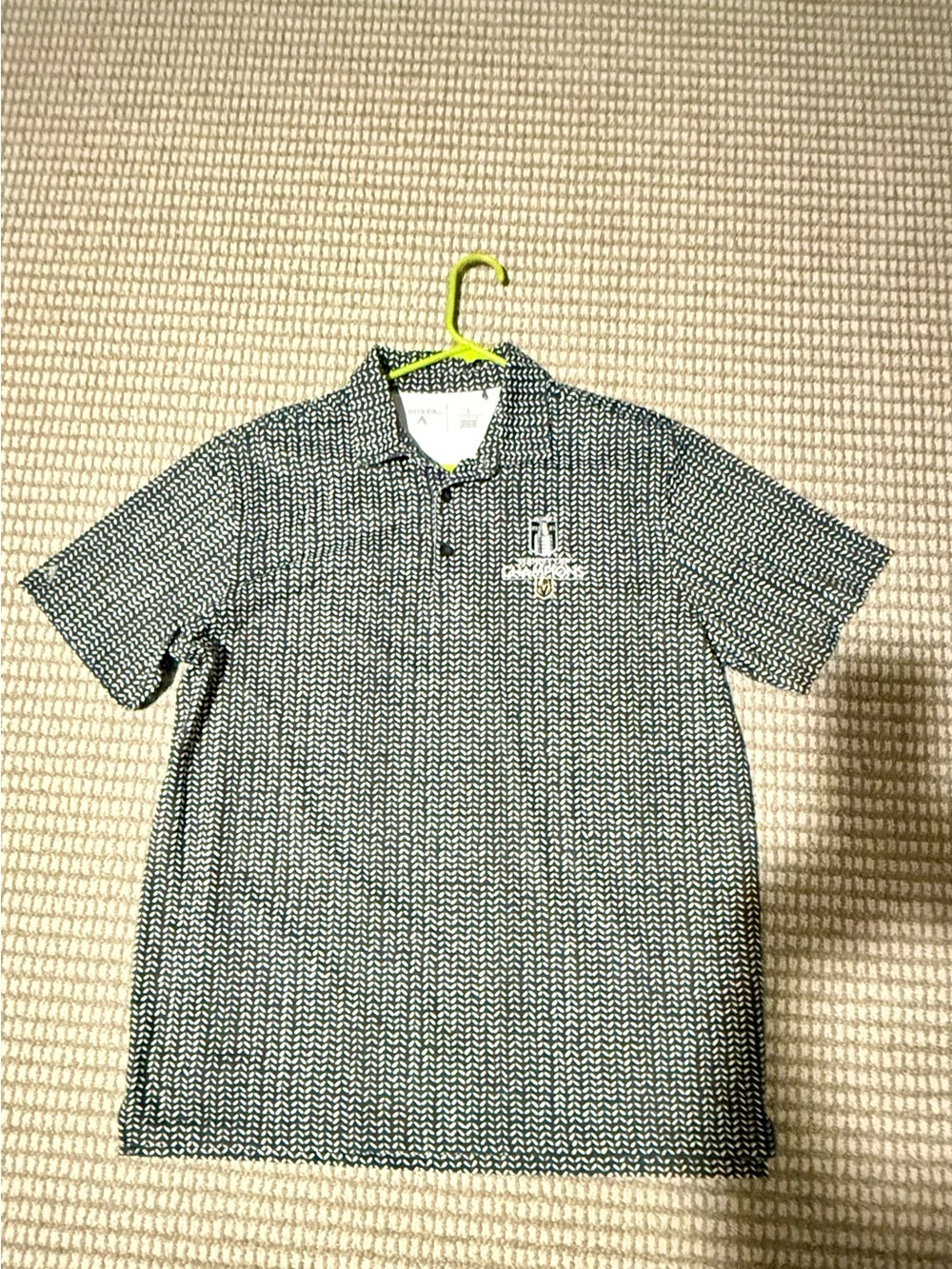 Vegas Golden Knights Stanley cup Antigua Black and White Patterned Men's Polo
